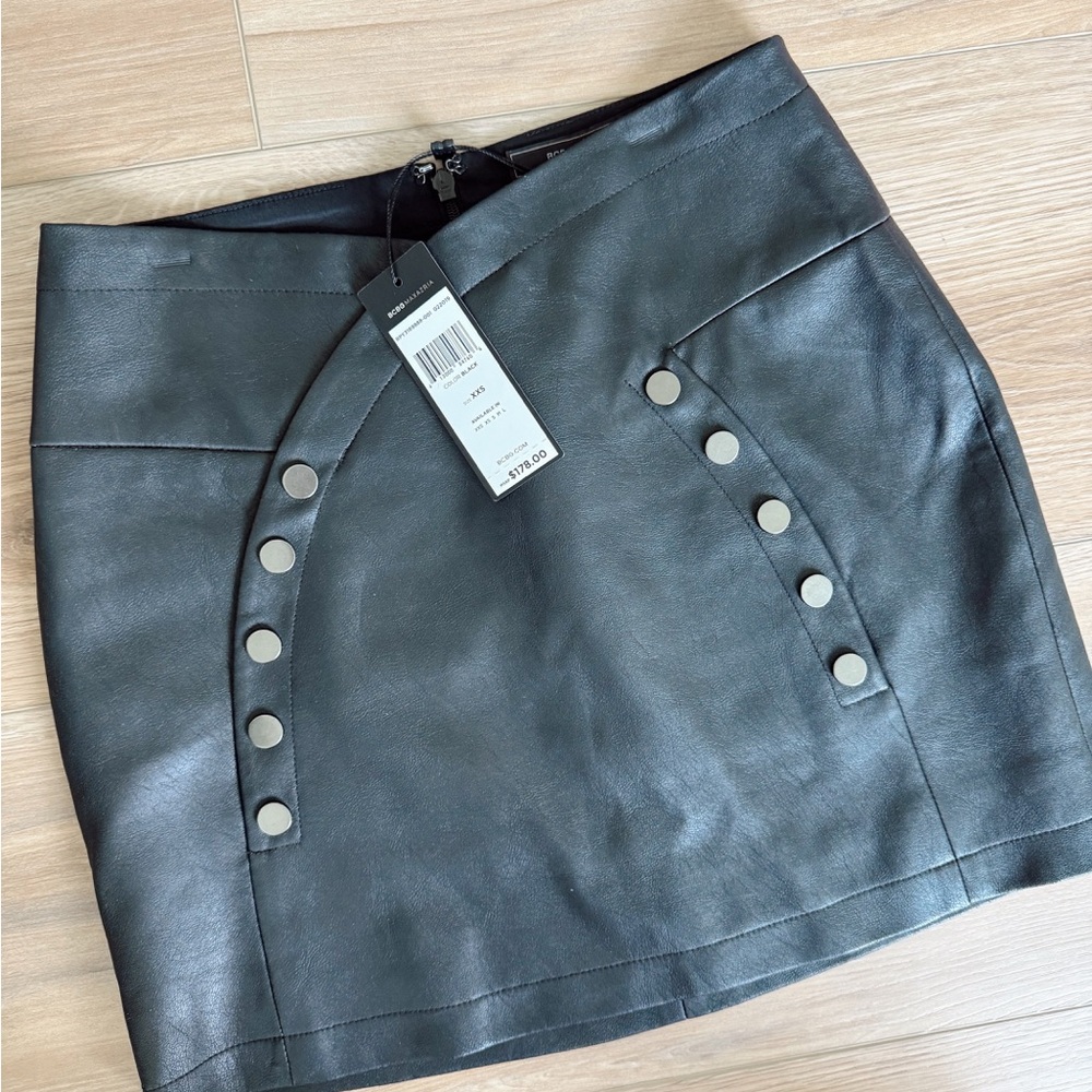 BCBGMaxAzria Black Leather Pencil Skirt